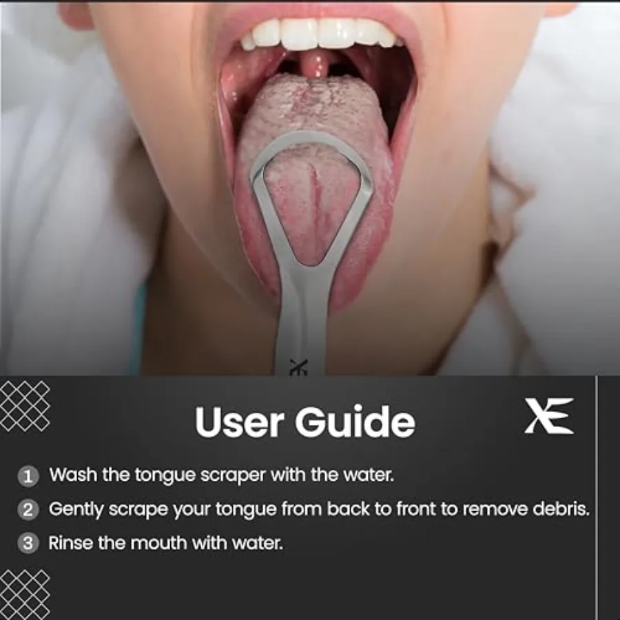 XE 2 قطعة مكشطة اللسان Y شكل الفولاذ المقاوم للصدأ مكشطة اللسان المعدنية لعلاج رائحة الفم الكريهة منظف اللسان للرجال