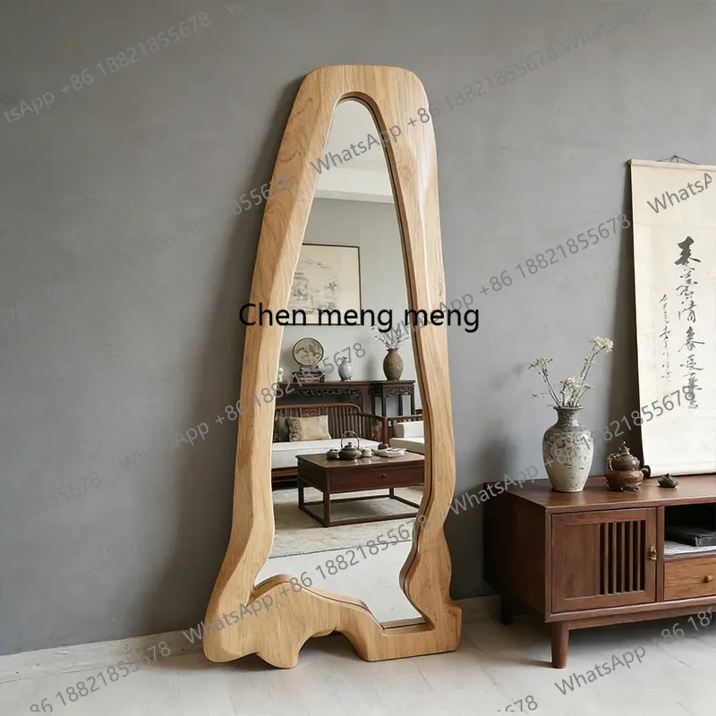 F181 Mittelalterlicher Stil, Ganzkörperspiegel, einzigartige Form, vom Boden bis zur Decke reichender französischer Retro-Schlafzimmer-Ganzkörperspiegel