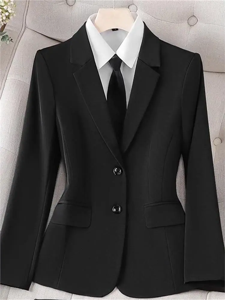 

Bla Formal Suit Jaet Women's Workwear ort Sle Long Sve Single Button Closure Cleanfit Office orm Set