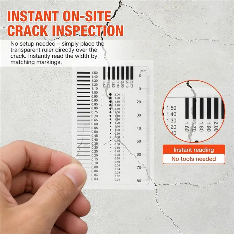 [NEWA08R】 High-Precision Microscope Calibration Ruler-2Pcs Concrete Crack Width Tool For Substrate Defect Inspection