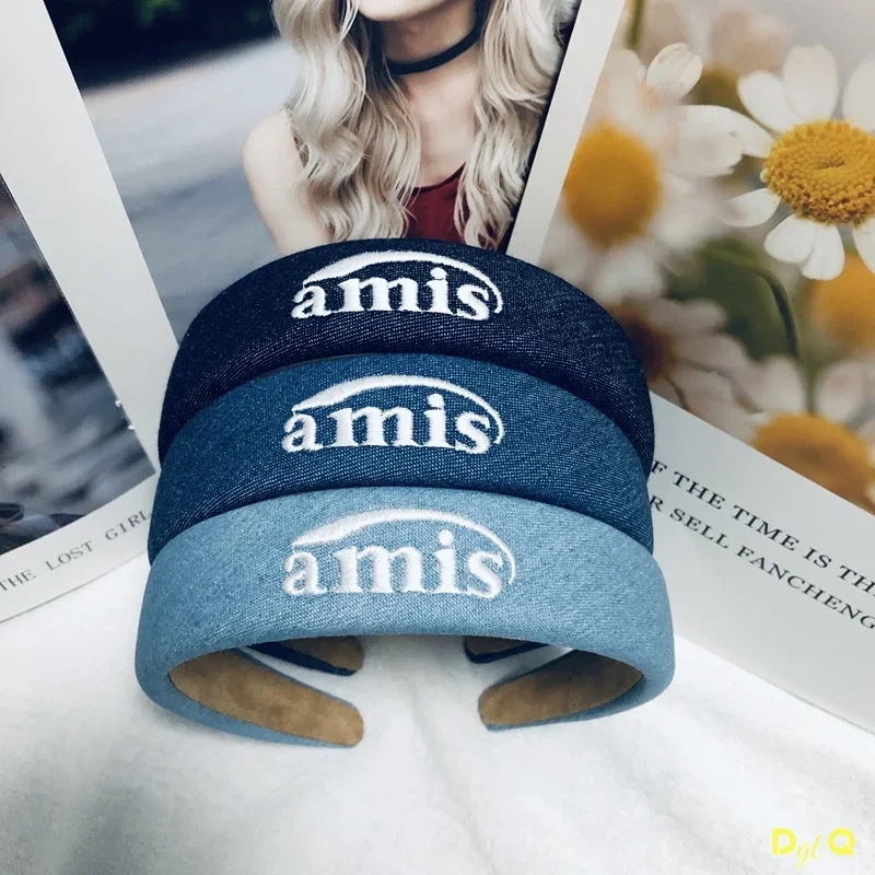 

DGTQYQ Роскошная джинсовая повязка на голову с вышивкой и алфавитом в стиле барокко с высокой короной, популярный женский аксессуар для волос