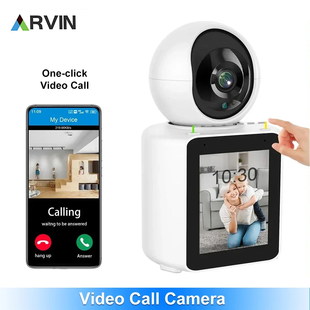 ARVIN New Video Calling Smart Wifi Camera with 2.8 Inch IPS Screen FHD 1080P IP Camera Two-way Video Talk Wireless PTZ Camera