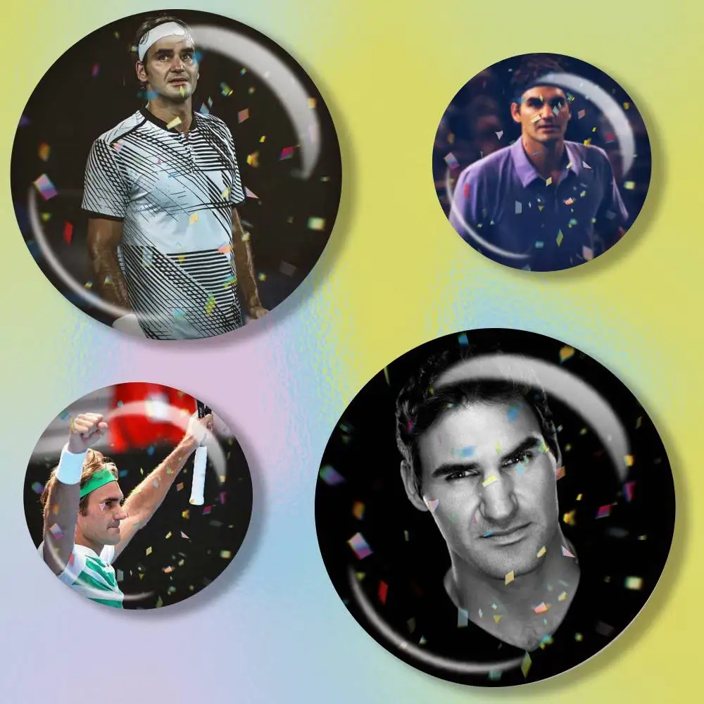 R-Tennis-Roger Federer  Brooch Metal Badge Brooch, Fashion Decorative Pins for Hat Bag Clothing Decoration Gift