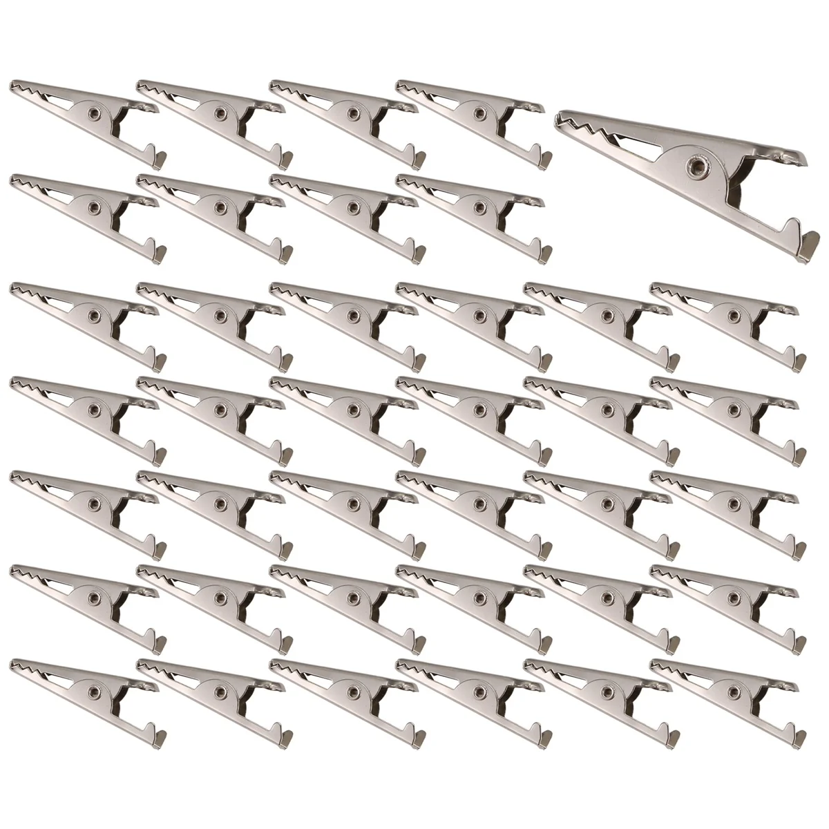 FLLF 100 шт. 1,06 дюйма/27 мм мини-металлические зажимы типа «крокодил», зажимы типа «крокодил» серебряного тона, никелированные пружинные зажимы для испытательной линии.