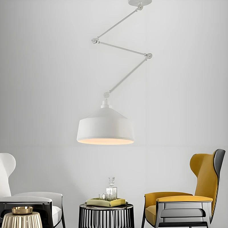Modern Minimalist Wrought Iron Pendant Lamp Nordic Telescopic Folding Bedside Creative Adjustable DIY Personality Single Head