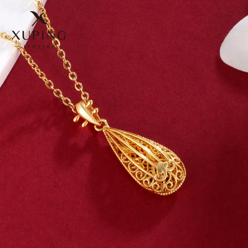 

Luxury 24K 9999 Pure Gold real gold Women's Vintage Pipa Hollow Pendant Necklace