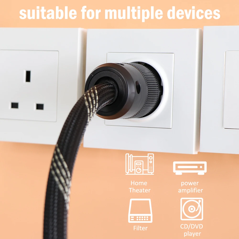 D504 은도금 AC 전원 케이블 HiFi 오디오파일 OCC 시리즈 고급 오디오 전원 케이블 3구 오디오파일 전원 코드 125V 15A