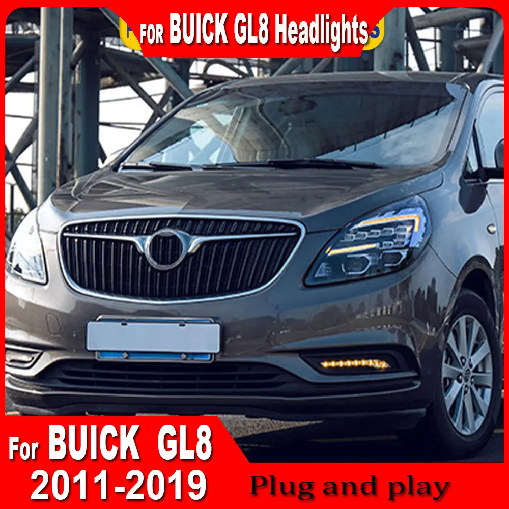 

Head Lamp For Buick GL8 2011-2019 Bighead headlight assembly modified LED lens daily running light streamer steering
