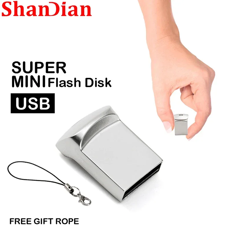 SHANDIAN New Flash Disk Ultra Mini USB Flash Drive Memory Stick Pen Drive 4GB 16GB 32GB 64GB Pendrive Flash Drive with Rope