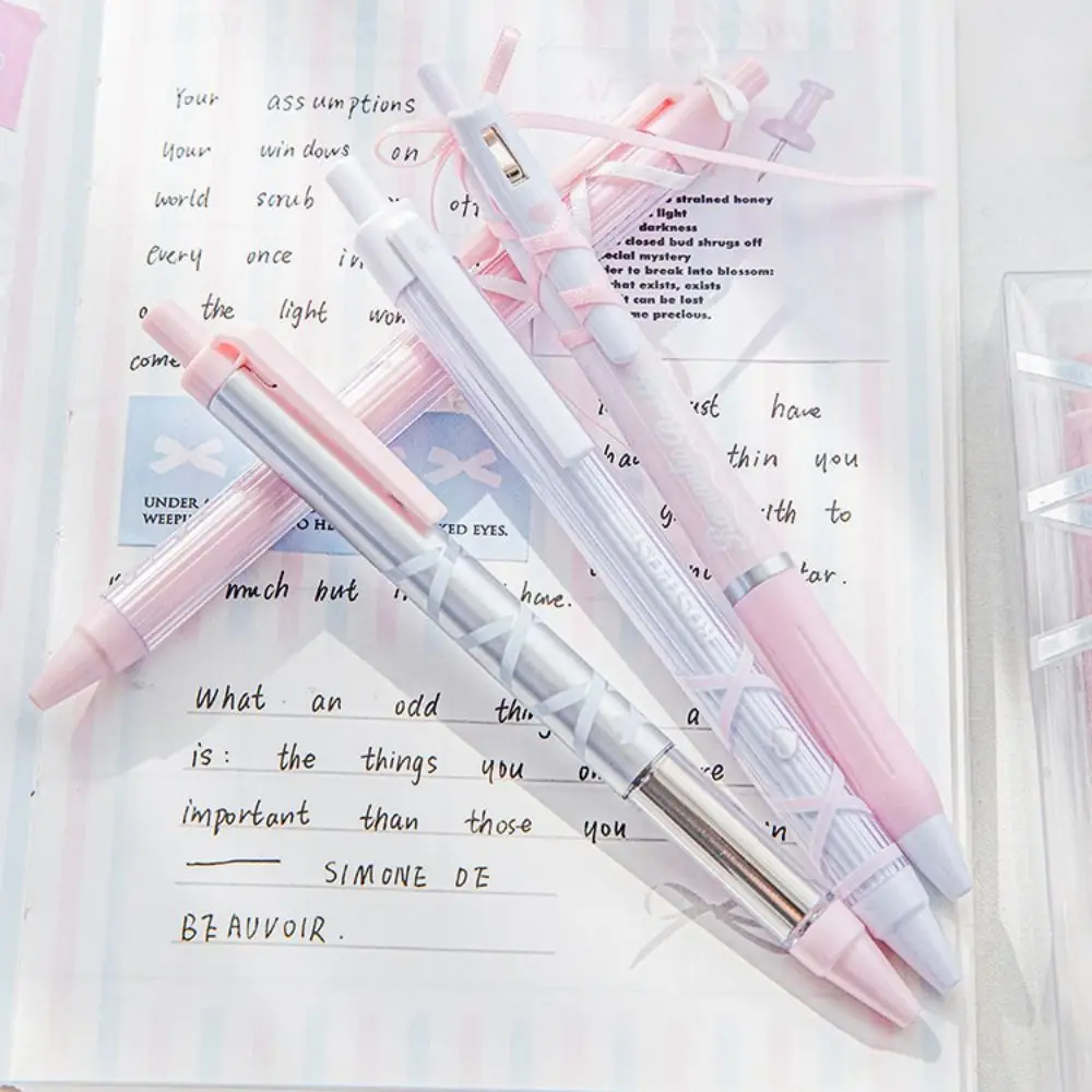 

4pcs/set Ballet Strap Ballet Series Gel Pen Ribbon Press Black Ink Press Gel Pen Aesthetic Glossy Sensation