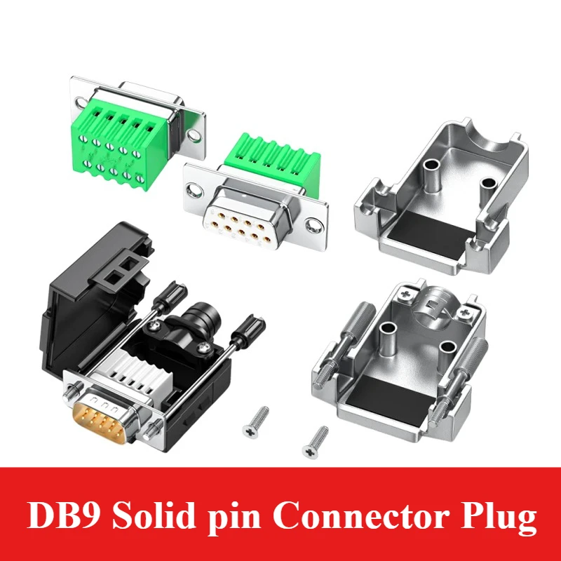 Industrial Grade Mini DB9 485/422 Solderless Joint Male Female Connector Upgraded 9Pin RS232 Serial Port Adapter Universal Plug