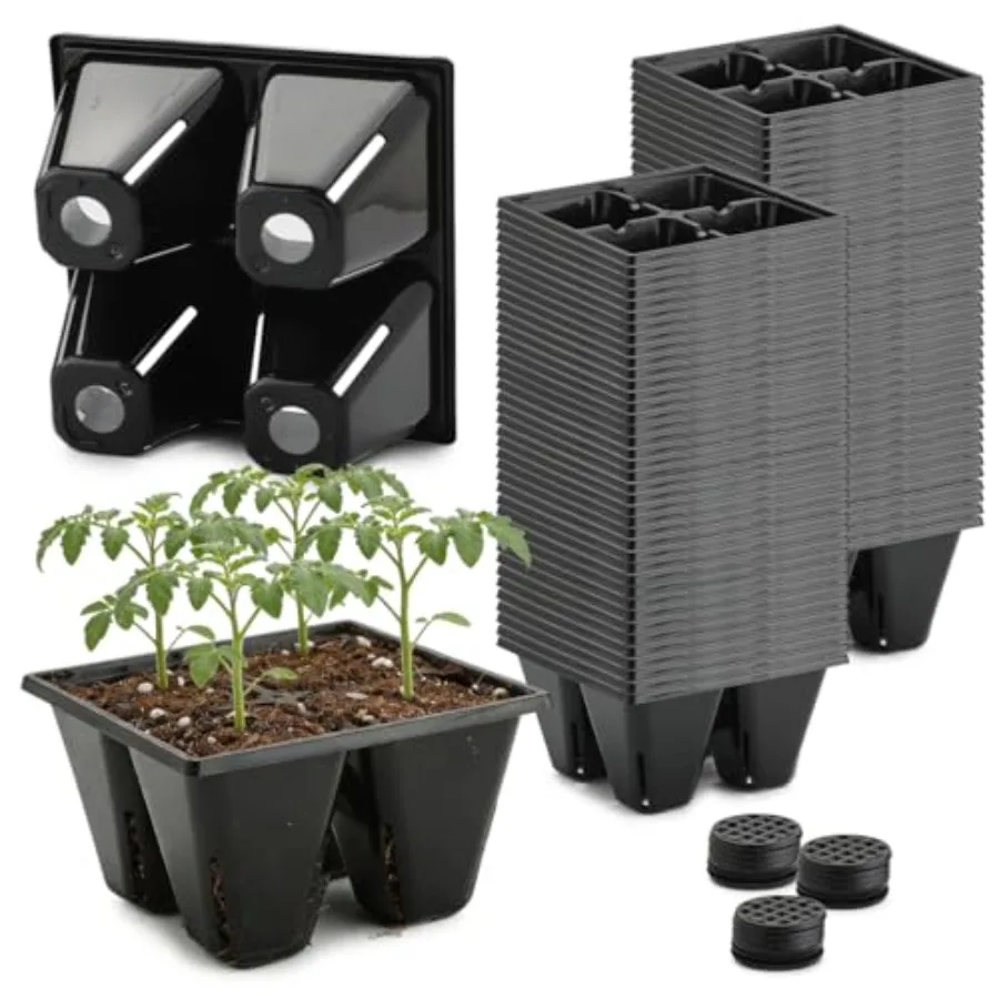 

80 Pack Reusable 4-Cell Seed Starter Tray for Seedlings, Easy Watering Seed Starting Trays with Drainage Holes for Seed Germina