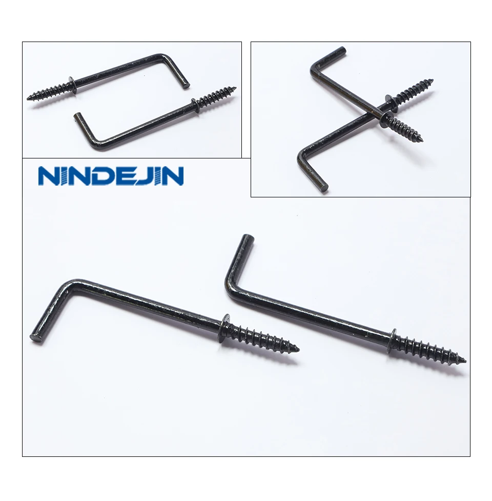 NINDEJIN 10/20/50 Stück L-förmiger Rechtwinkliger Haken mit Unterlegscheibe Schwarz Verzinkt 1/2~2 Zoll 7-förmige Schraube für Bilderrahmen Lampe – Detail 7