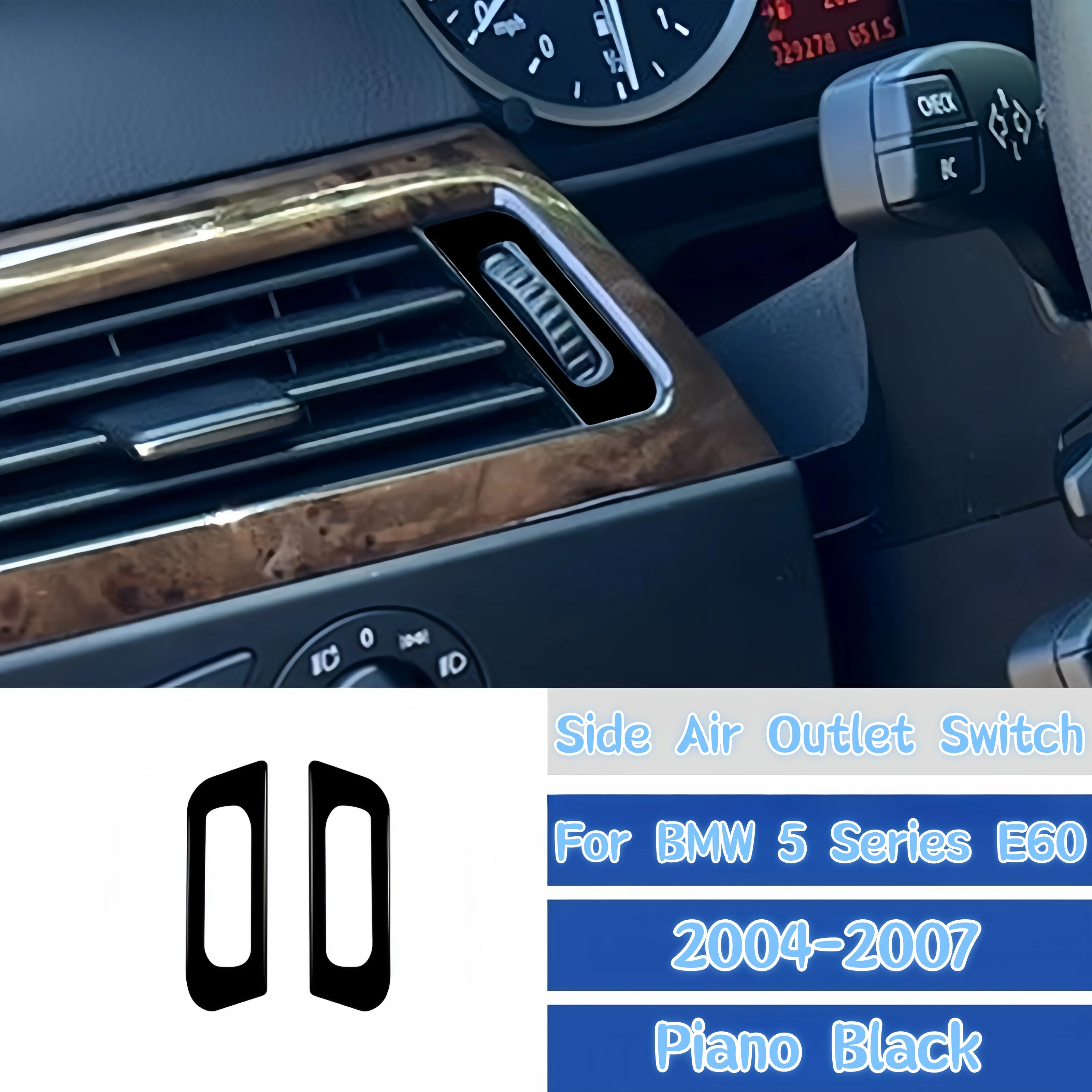 For BMW 5 Series E60 2004-2007 Piano Black Car Interior Side Dashboard Air Vent Outlet Knob Trim Cover Stickers Auto Zubehör