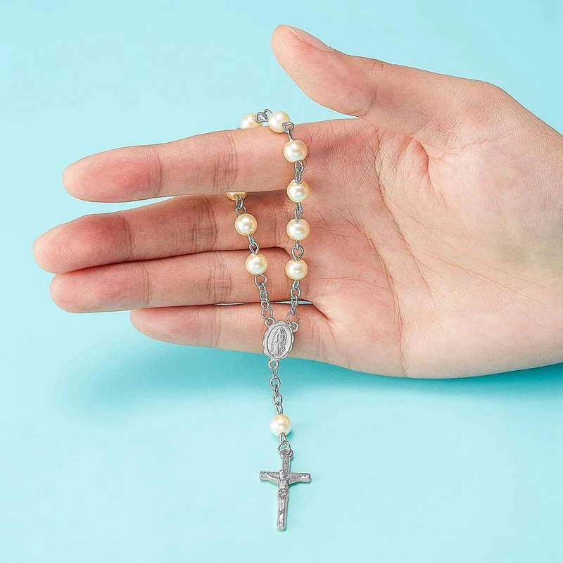 150Pcs Baptism Rosary Beads Finger Baptism Rosaries Faux Pearls For Baptism Favors Christening Favors Communion Favors