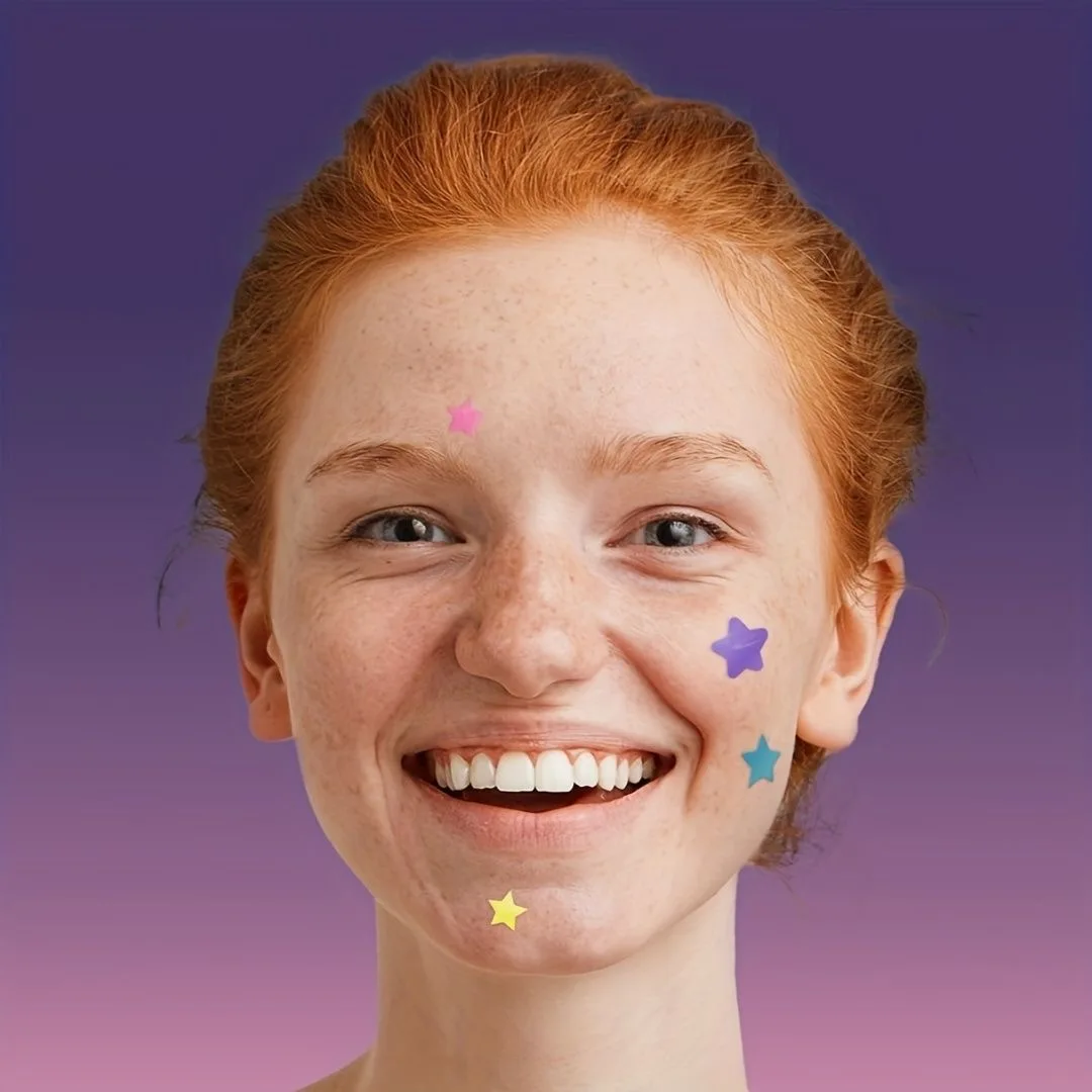 رقعة حب الشباب على شكل نجمة ودائرة، مناسبة لجميع المناسبات، طراز النجوم، 472 قطعة، حب الشباب الملون غير المرئي