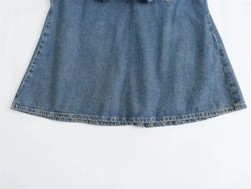 New women's 2024 spring-summer style simple, fashionable and versatile loose denim dress with lapels women dress