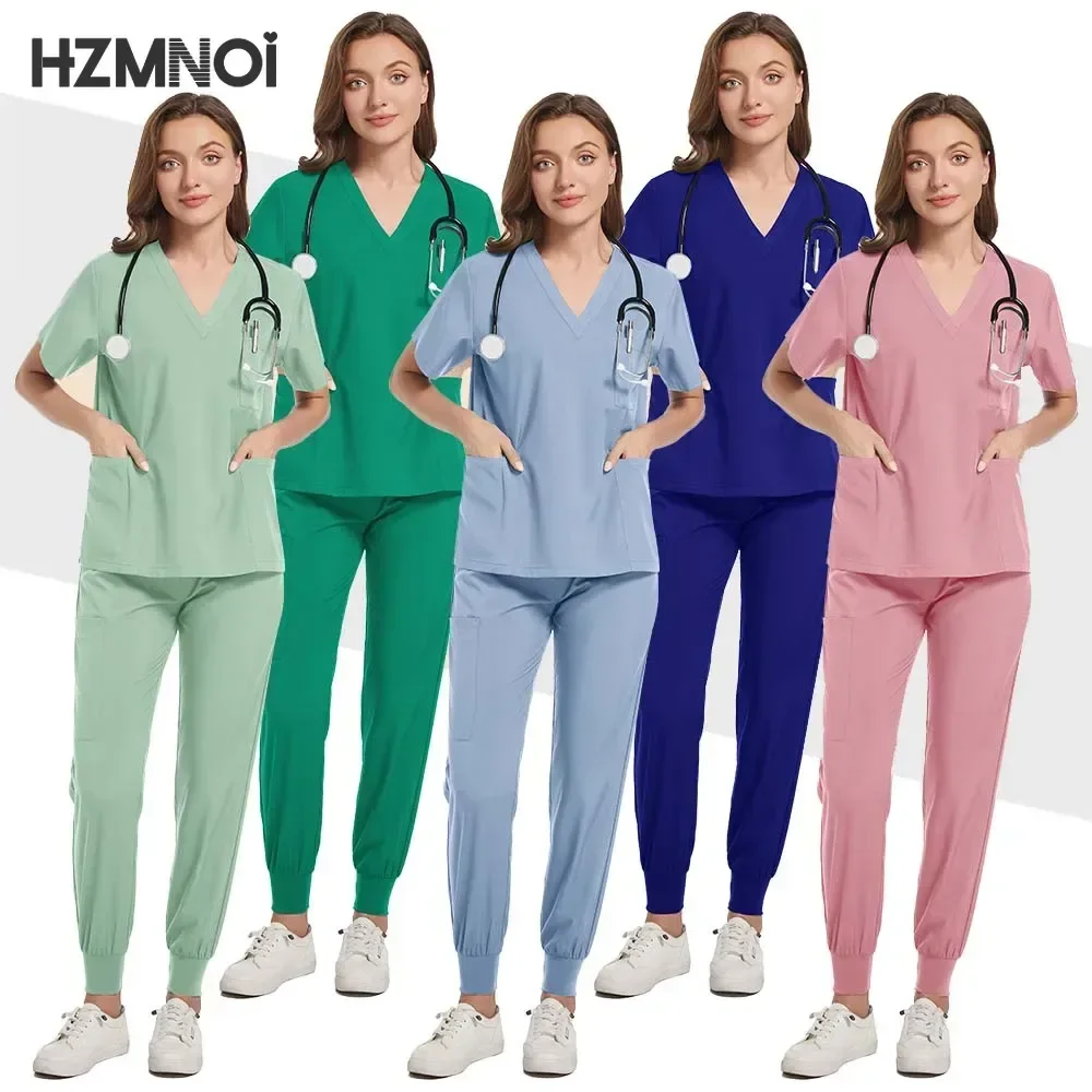 Conjunto de batas de enfermería para mujer, uniformes de SPA de belleza, tienda clínica de mascotas, ropa de trabajo de odontología veterinaria, enfermera médica, Top quirúrgico + Pantalones