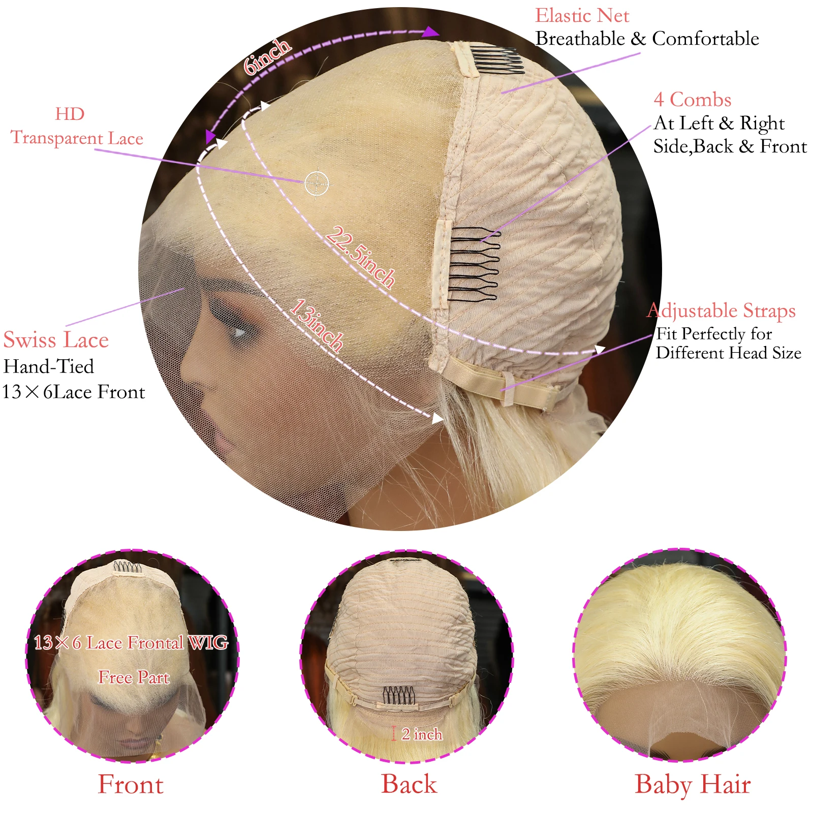 شقراء قصيرة مستقيم بوب شعر مستعار شعر الإنسان 613 الملونة الدانتيل شعر مستعار أمامي 13x4 HD الدانتيل أمامي قبل قطعها غلويليس قصيرة بوب للنساء