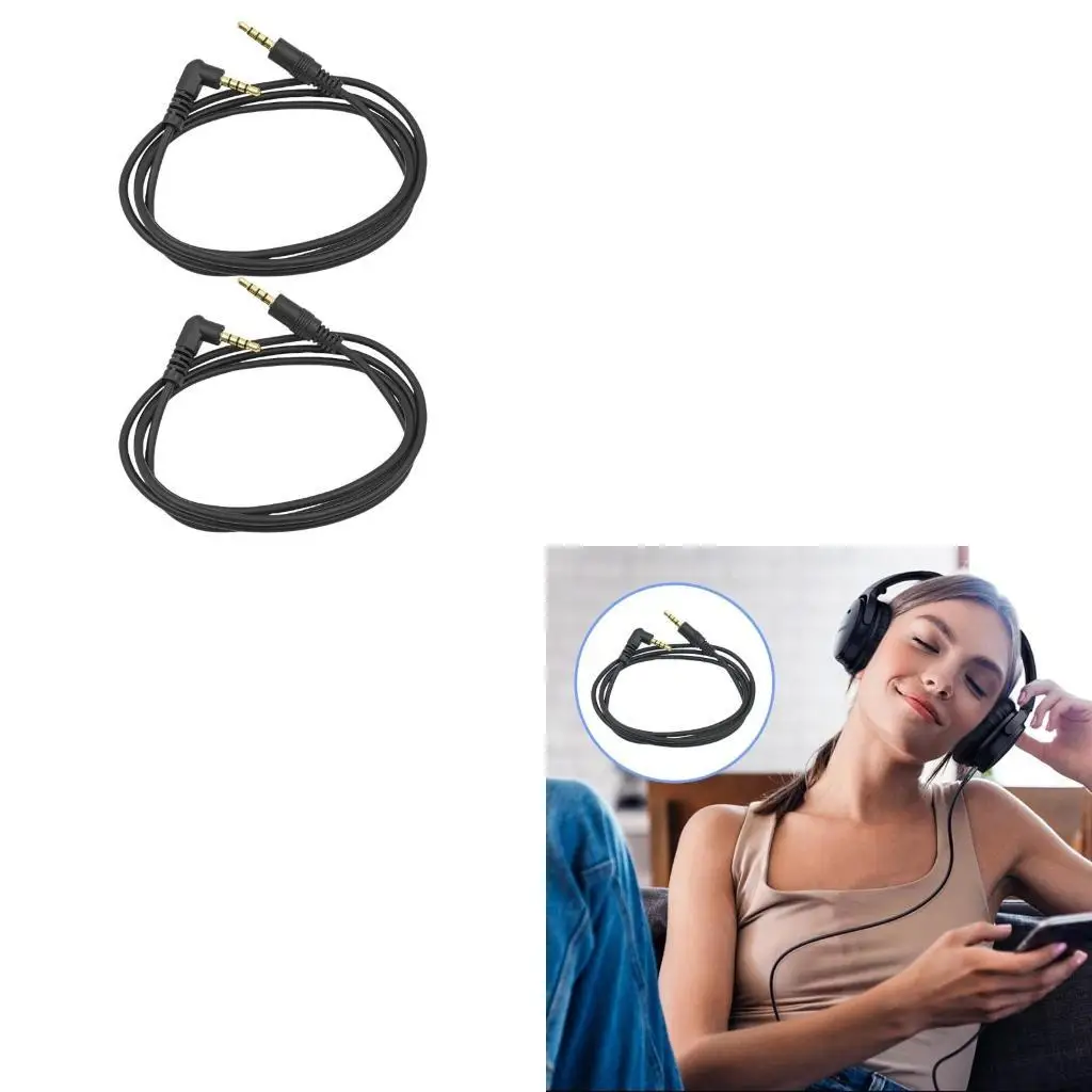 Y1UB Set of 2Pcs 3.5mm 4 Section Acoustic Cable Straight to Bend Convenient for Easily Acoustic Connection