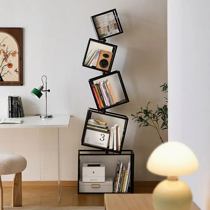 

Wrought iron bookshelf Floor-to-ceiling creative shelf Household special-shaped ins wind metal high-value reading stand ornament