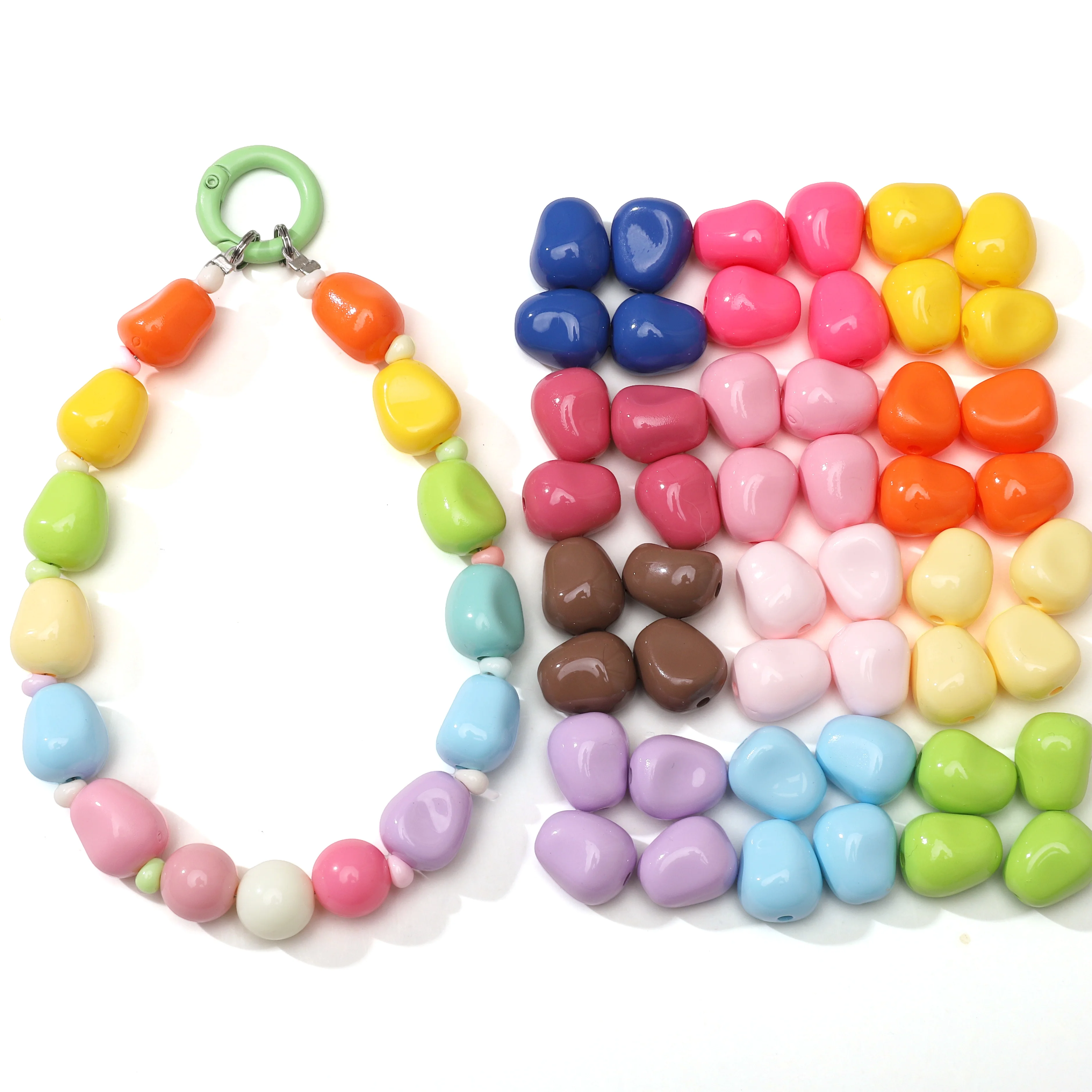 5-20pcs 12x15mm Acrylic solid color corn kernel Beads Loose Spacer Oval Beads for DIY Handmade Jewelry Bracelet Accessories