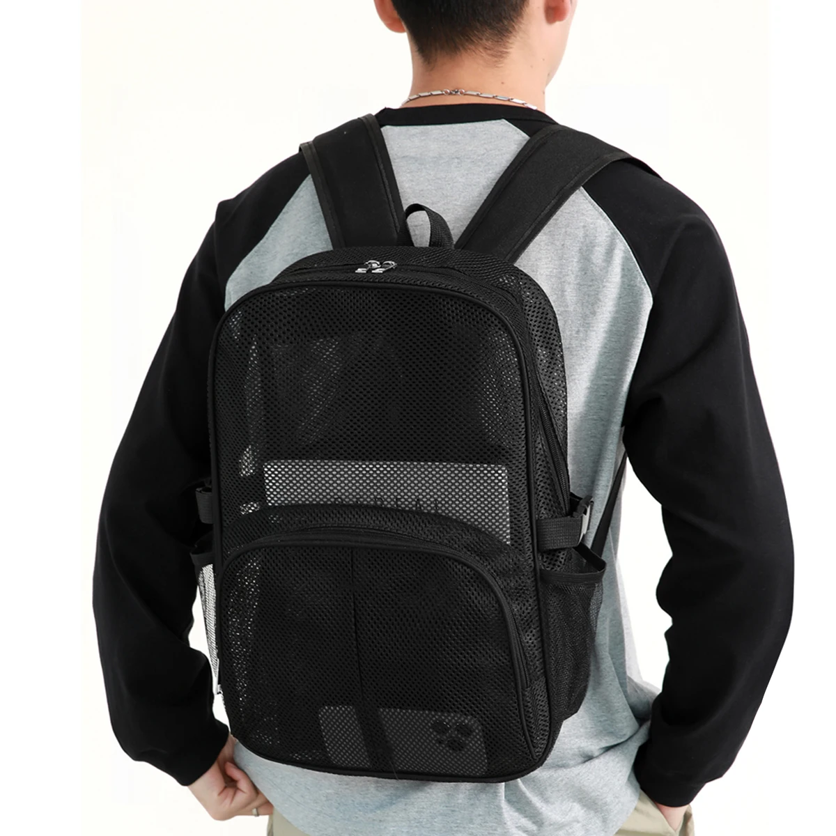 Mesh School Bag for Women, Hollow and Breathable, 2026 New Model Backpack for Men, Large Capacity, Quick-Drying, Lightweight Outdoor Transparent Backpack for Students