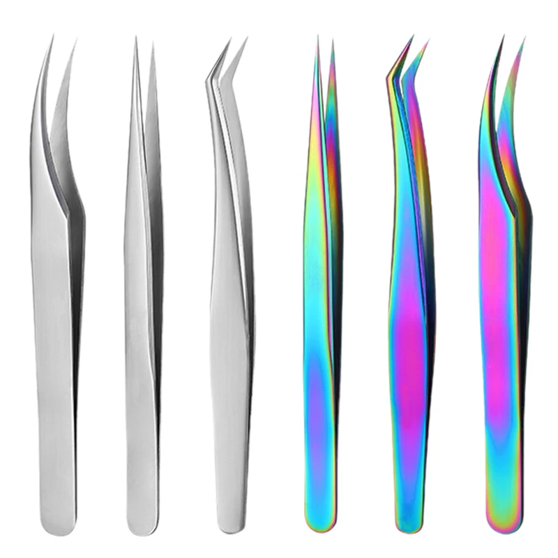 Ensemble de pincettes à cils en acier inoxydable, avec boîte, outil de greffage de faux cils de haute précision, outils de maquillage pour Extension de cils