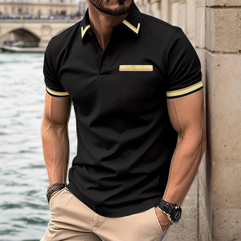 2024 fashion summer new men's Polo shirt simple business casual breathable lapel short-sleeved T-shirt