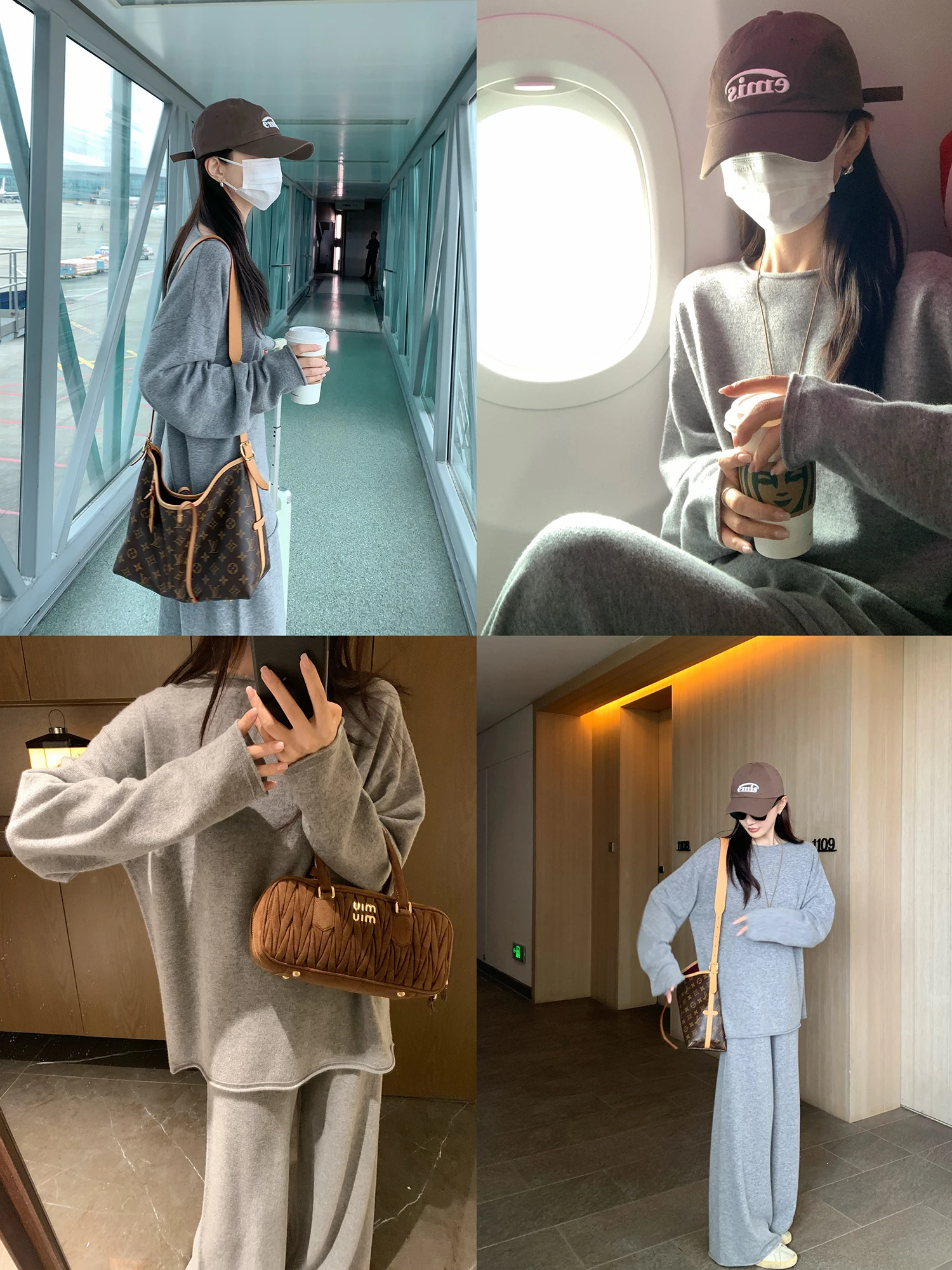

Ladies Lazy Camere Wool Ne Roll Loose Feel Long Sve T-irt Wide Leg Pants Faion Set High Waist Long Pants Spring Su...