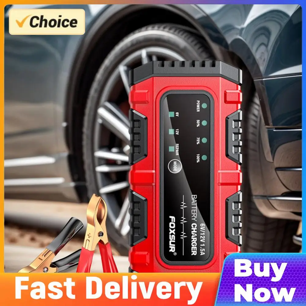 

6V/12V 1.5A Car Battery Charger Electric Motorcycles Charger Smart Charger for Car Truck Boat SUV Lead-Acid AGM GEL Batteries