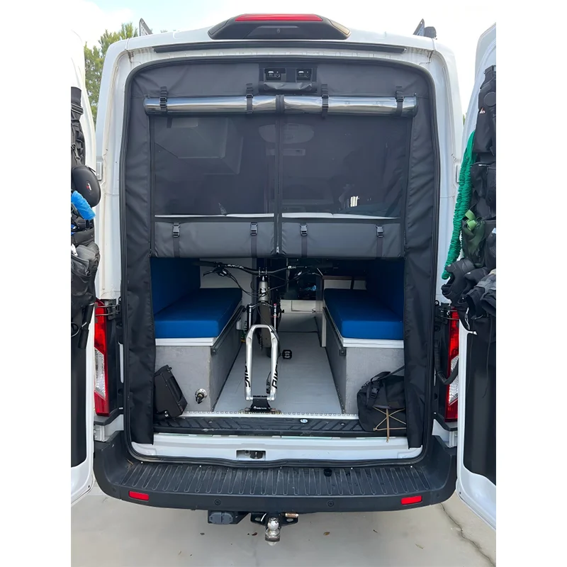 Campervan Rear Barn Door Thermal Insect Mosquito Screen For Ford Transit 2015-2025 Mid Roof Keep Warm Windproof Privacy Curtain