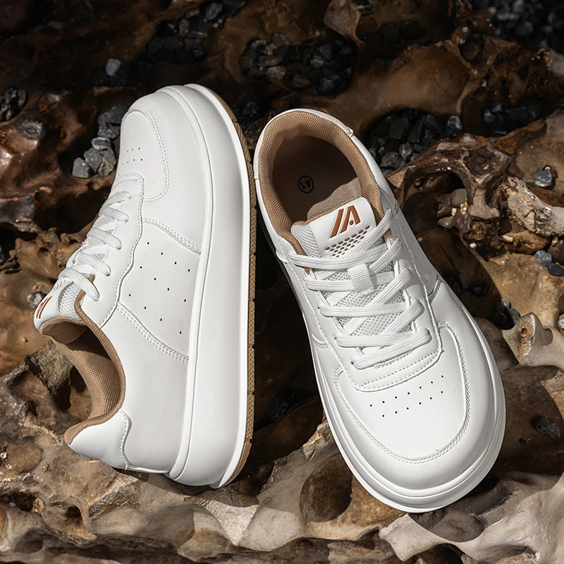 

Minimalist Wide Toe Men's Casual Sneakers Fashion Leather Barefoot Shoes Platform Board Shoes Outdoor Zero Soles Walking Shoes