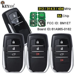 KEYECU 312/ 314.3/ 433MHz 8A Chip BM1EW BM1ET Board ID: muslimate Smart Card Remote Key Fob per Toyota Hilux Fortuner 2015-23