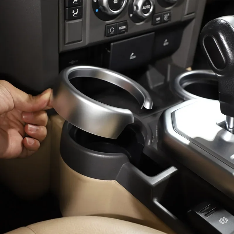 

For Land Rover Discovery 3 04-09 ABS Chrome-Plated Car Front Drain Cup Holder Decorative Ring Trim Car Interior Accessories