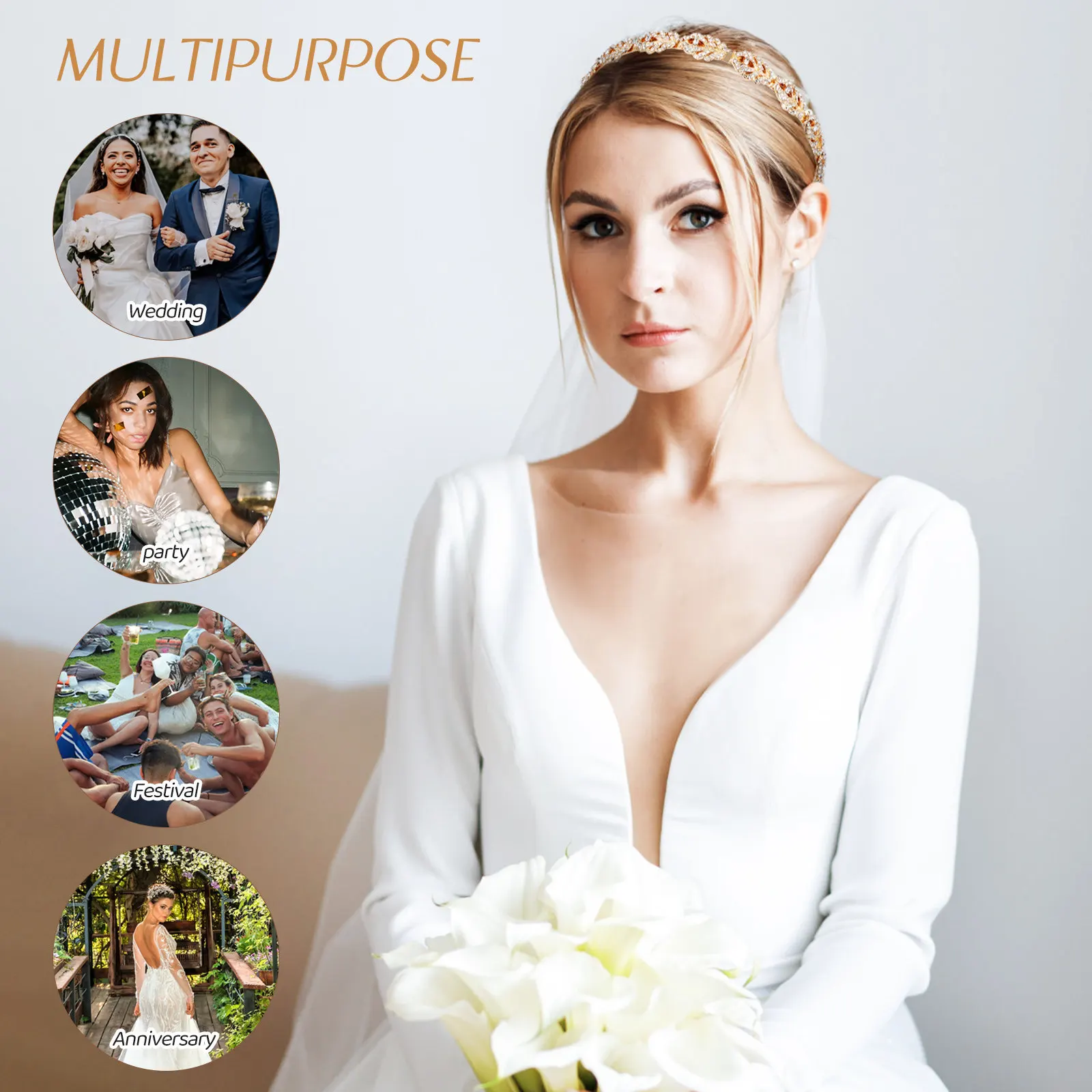 

Повязка на голову со стразами, сверкающий свадебный ободок для волос, легкий и удобный свадебный головной убор, женский праздничный головной убор