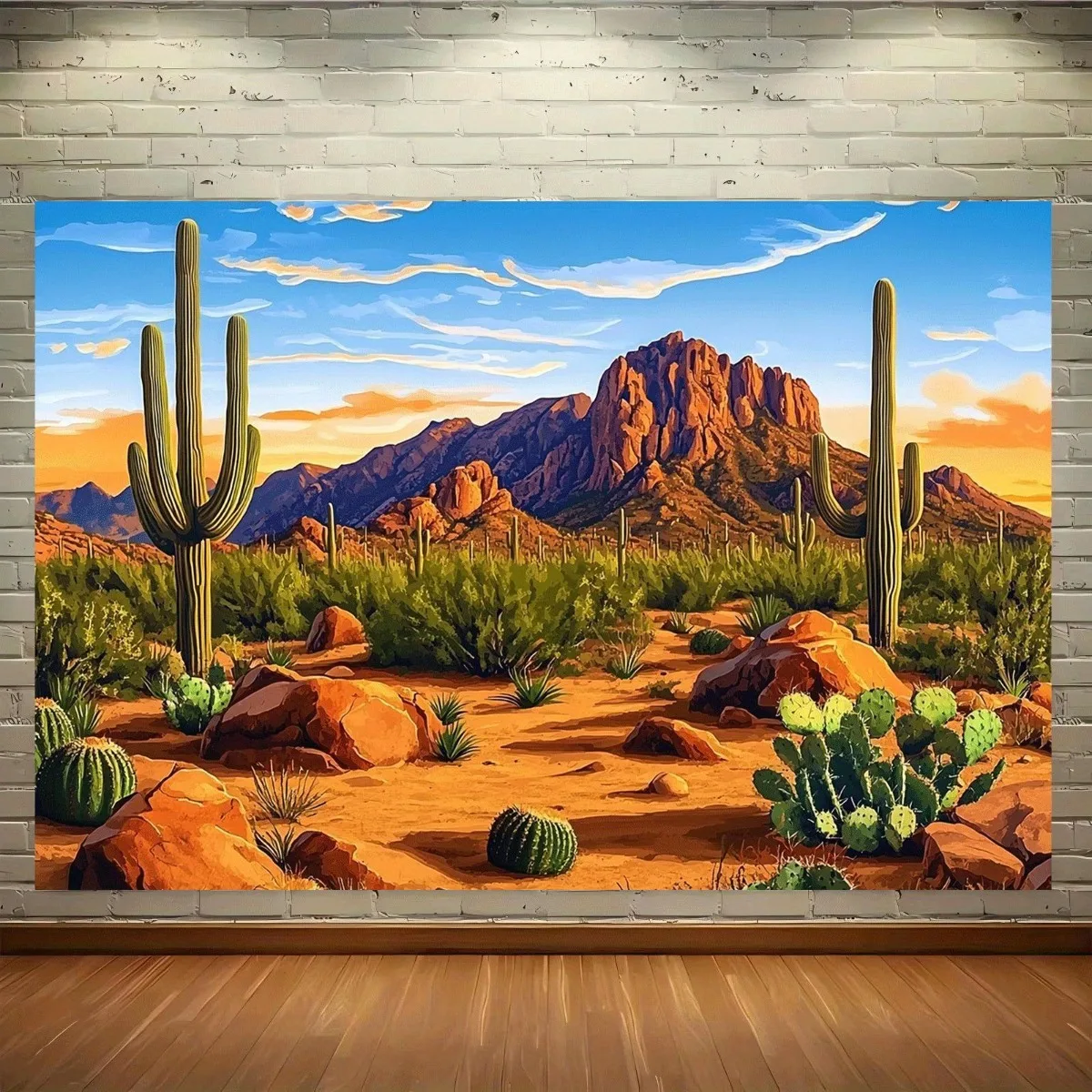Large Desert Landscape Tapestry Boho Wall Art Saguaro Cactus Mountain Sunset Sunrise Backdrop 180x280cm