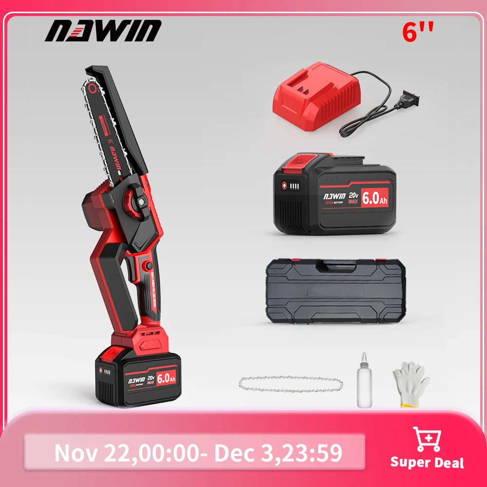 NAWIN brushless lithium-ion outdoor logging electric chain saw logging saw home small single-handed chain saw