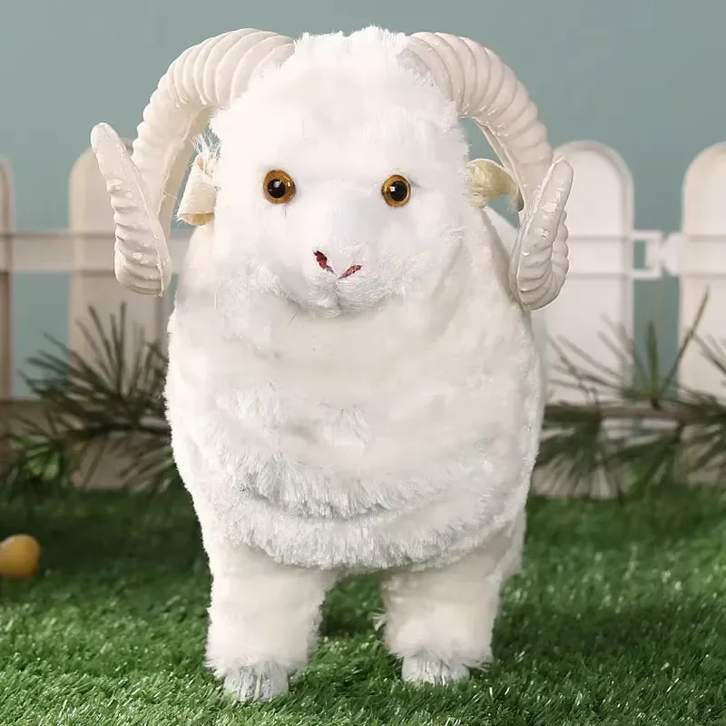 Cute Plush Sheep Toy Soft Stuffed Animal Little Goat Doll for Kids Birthday Gift Home Room Decor Simulation Model Ornament