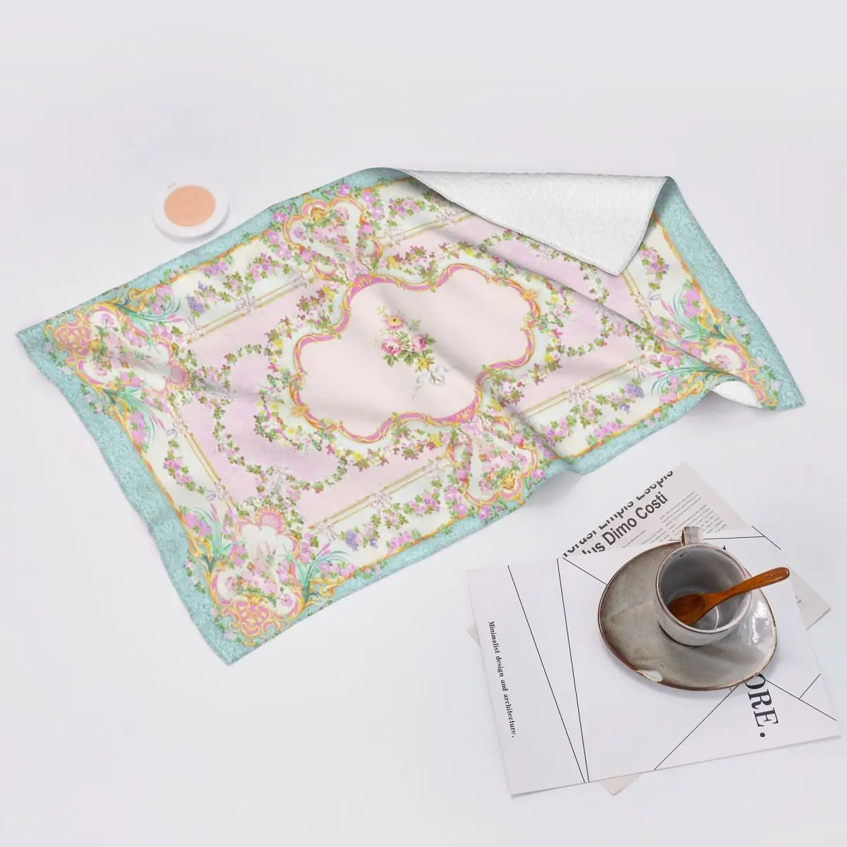 Custom French Rococo Floral Watercolor Panel Soft Face Towel Quick Dry Pool Bath Cotton Towels Absorbent