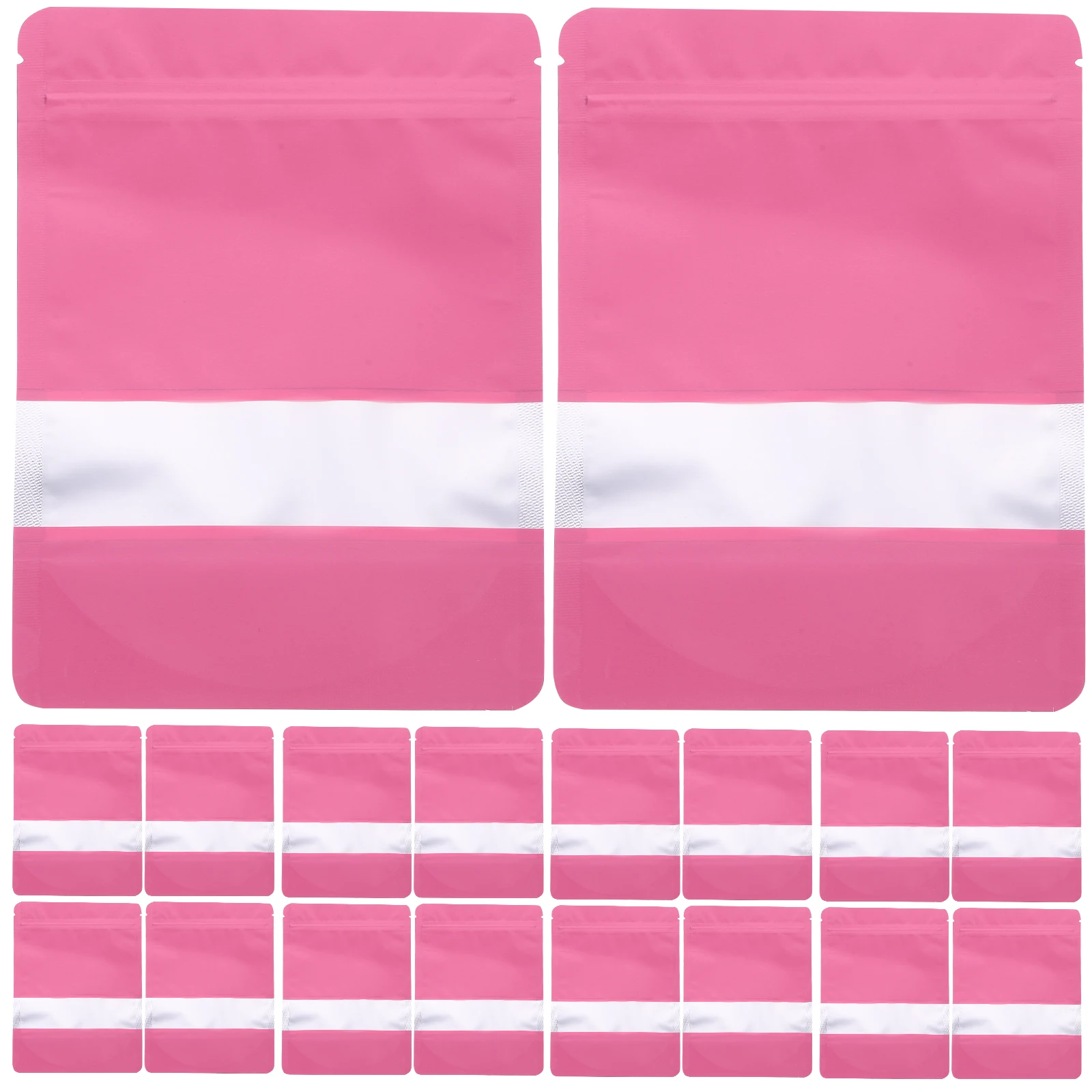 

50 Pcs Bags 14x20cm Pink Food Storage Pouch Sealing Strip Coffee Tea Dry Flower Jewelry Craft Resealable