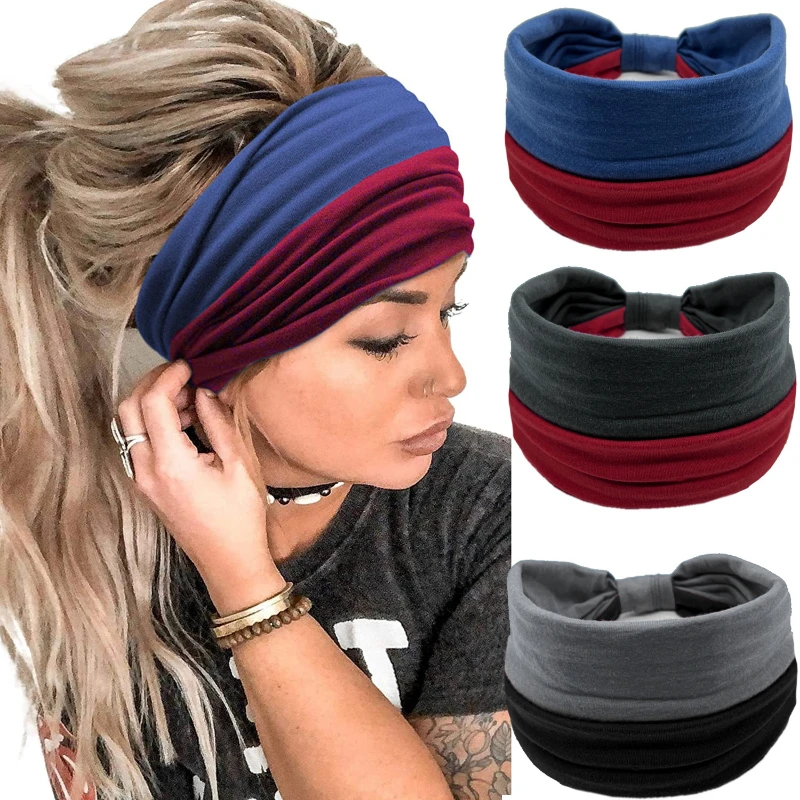 

Wide Sports Headband Cotton Sweatband Stretch Elastic Breathable Women Yoga Hair Bands Pure Fitness Running Women Sweatband