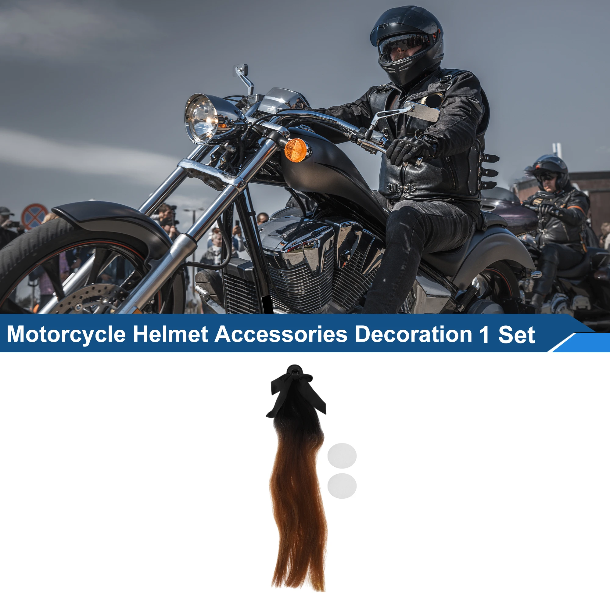 X Autohaux Motorcycle Helmet Accessories Decoration Bow Ponytail for Motorcycle Bicycle Skiing Helmets Black Brown 1 Set