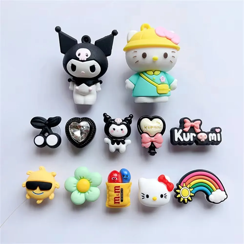 Miniso Cartoon 3d niedlichen Kuromi Puppe Charme Schuh zubehör DIY abnehmbare Kinder Holz Clogs Sandale Schnalle