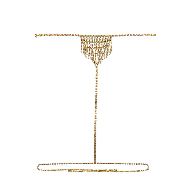 CUIER Vollbesetzte Strass-Kristall-Diamant-Fransen Sexy Taillenkette Tanga-Unterwäsche mit Ketten Nachtclub-Körperkette Accessoires – Detail 5