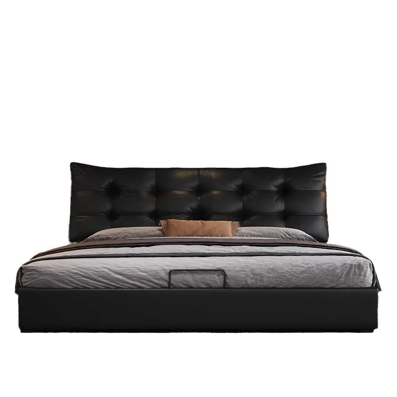 

Italian minimalist modern soft leather bed 1.5 meters single second bedroom master