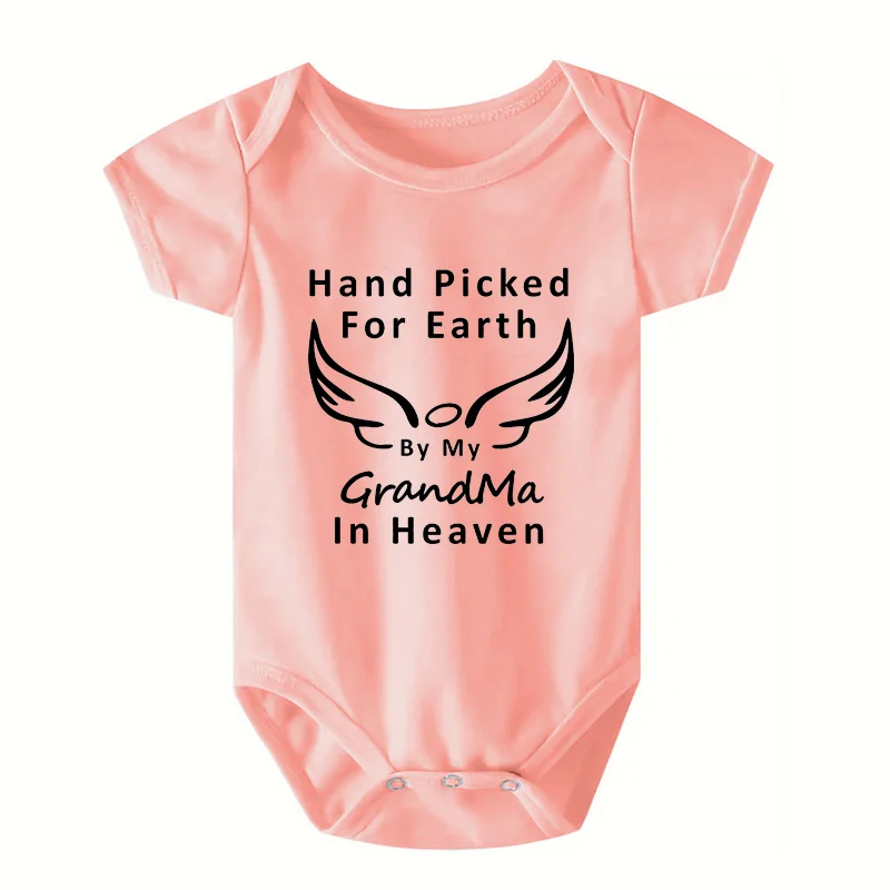Hand Picked for Earth By My Grandpa/grandma in Heaven Baby Bodysuit Romper Summer Short Sleeve Jumpsuit Onesies - view 4