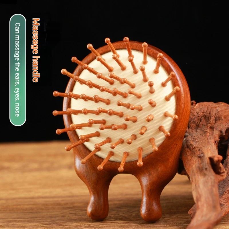 

Двусторонняя расческа-меридиан для терапии кожи головы, массажная расческа для ухода за головой, расческа из натурального дерева с круглой ручкой, соскабливающий массажер для тела