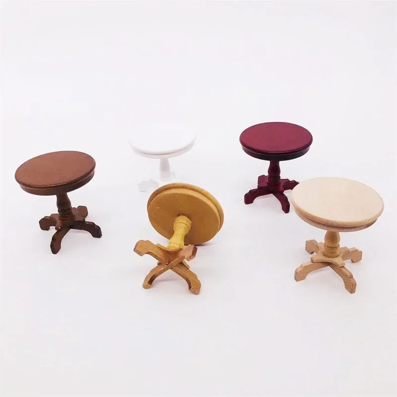 Miniature Items 1:12 Dollhouse Mini Round Table Furniture Photography Props Desk Desktop Decoration Doll House Accessories Toys