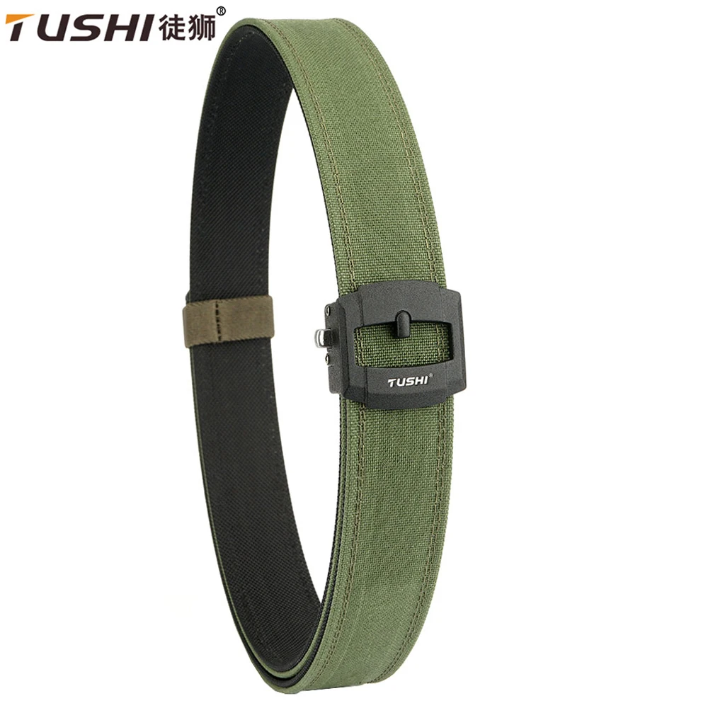 TUSHI New Stiff Casual Belt for Men Metal Alloy Automatic Buckle Military Tactical Belt Sturdy Nylon Overalls Work Belt Girdle